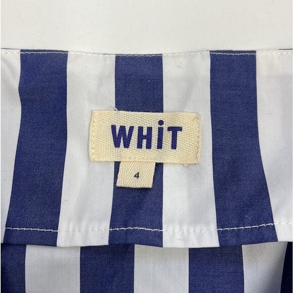 WHIT A-Line Tie Belt Pockets Midi Skirt Architectural Artsy Preppy Stripe Size 4 - Picture 10 of 15